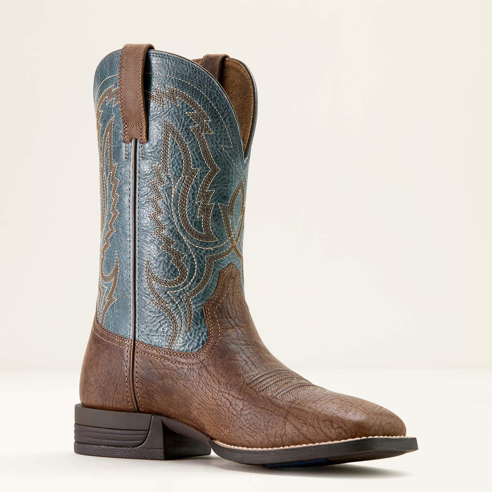 Steadfast Wide Square Toe Cowboy Boot Men - DUSK BROWN/BABY BLUE EYES