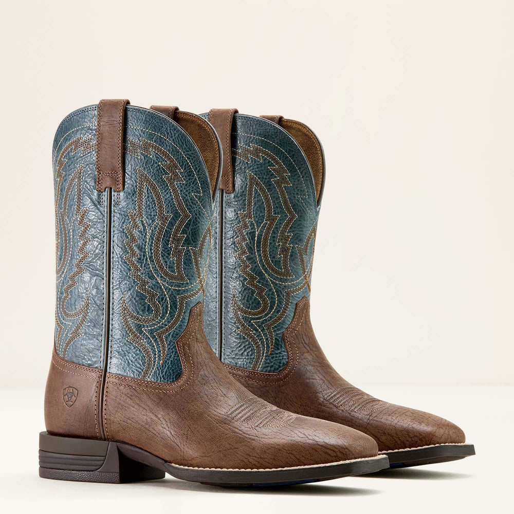 Steadfast Wide Square Toe Cowboy Boot Men - DUSK BROWN/BABY BLUE EYES