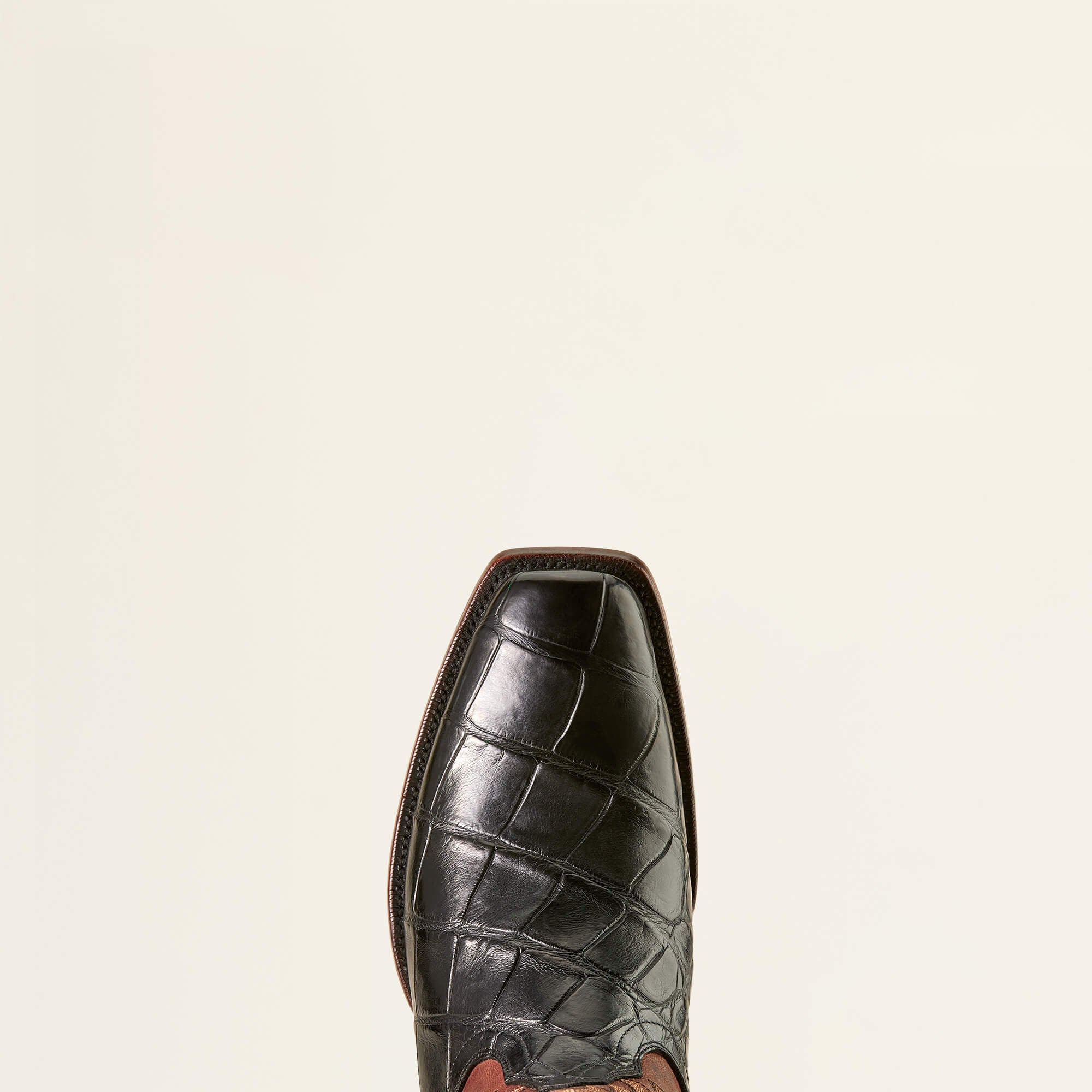 Bench Made Stilwell Western Boot Men - BLACK AMERICAN ALLIGATOR/WHISKEY BROWN