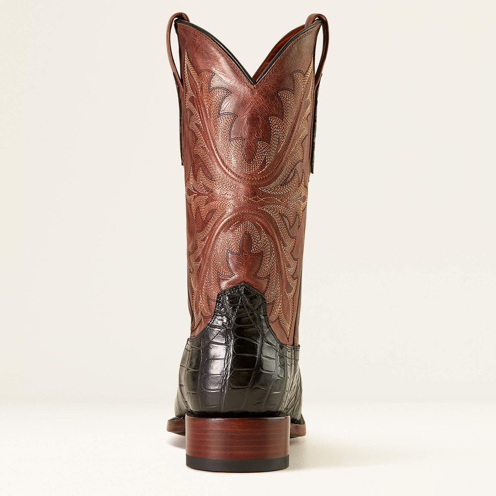 Bench Made Stilwell Western Boot Men - BLACK AMERICAN ALLIGATOR/WHISKEY BROWN