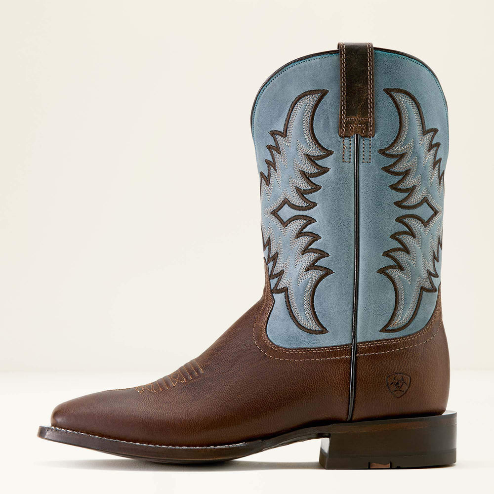 Cattle Creek Wide Square Toe Cowboy Boot Men - WEATHERED BROWN/BALTIC BLUE