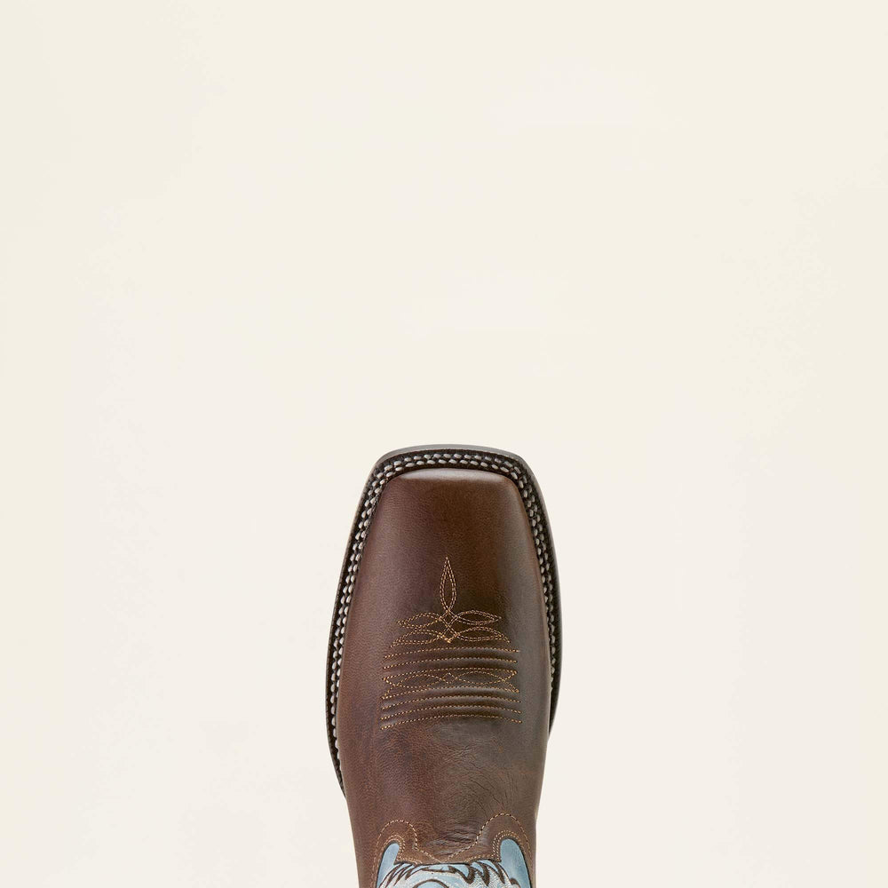 Cattle Creek Wide Square Toe Cowboy Boot Men - WEATHERED BROWN/BALTIC BLUE