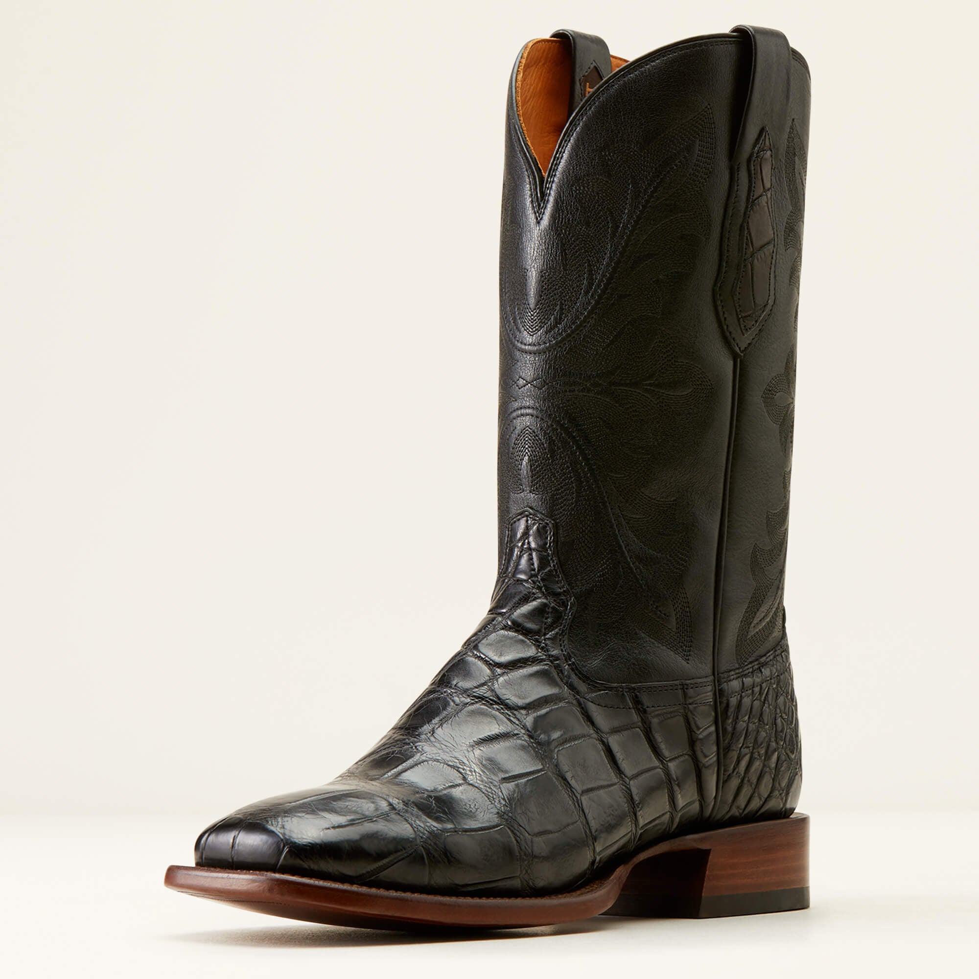 Bench Made Bassett Western Boot Men - BLACK AMERICAN ALLIGATOR