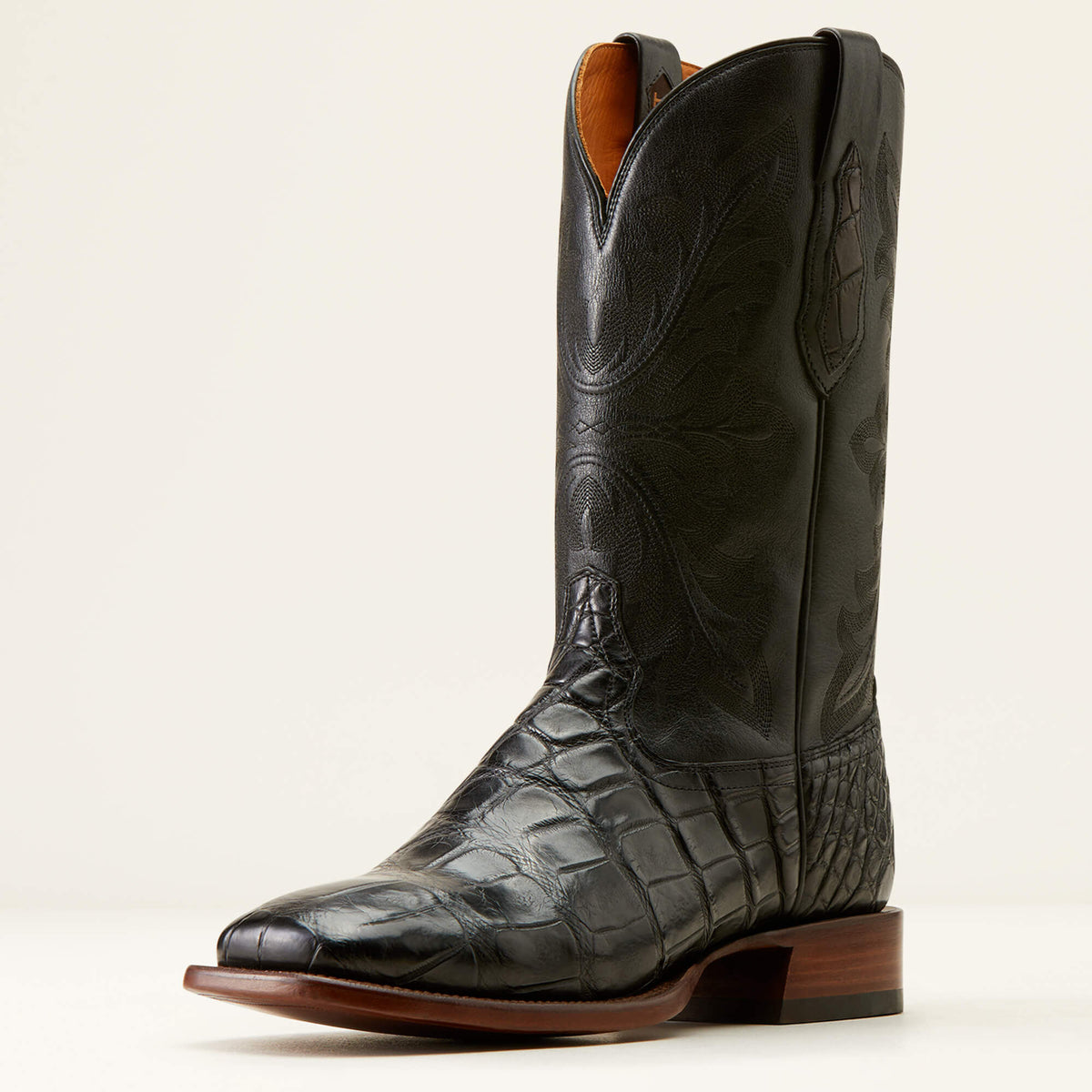 Bench Made Bassett Western Boot Men - BLACK AMERICAN ALLIGATOR