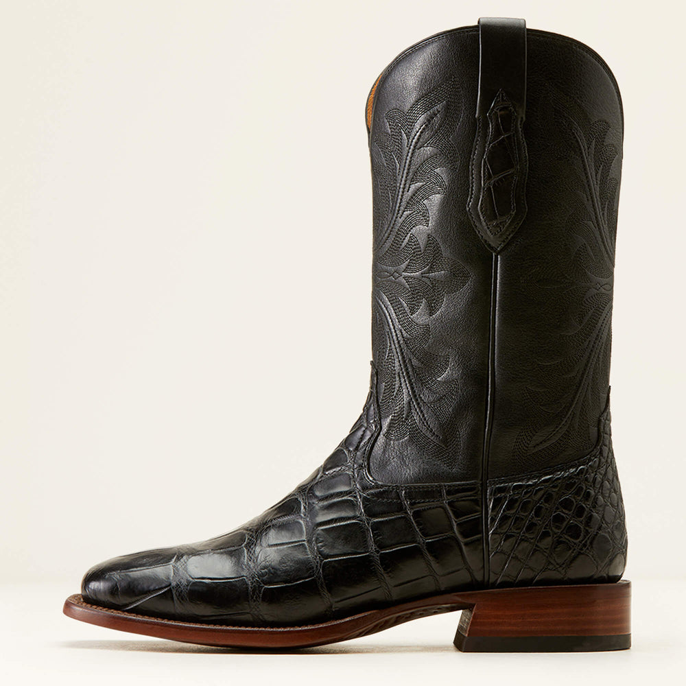 Bench Made Bassett Western Boot Men - BLACK AMERICAN ALLIGATOR