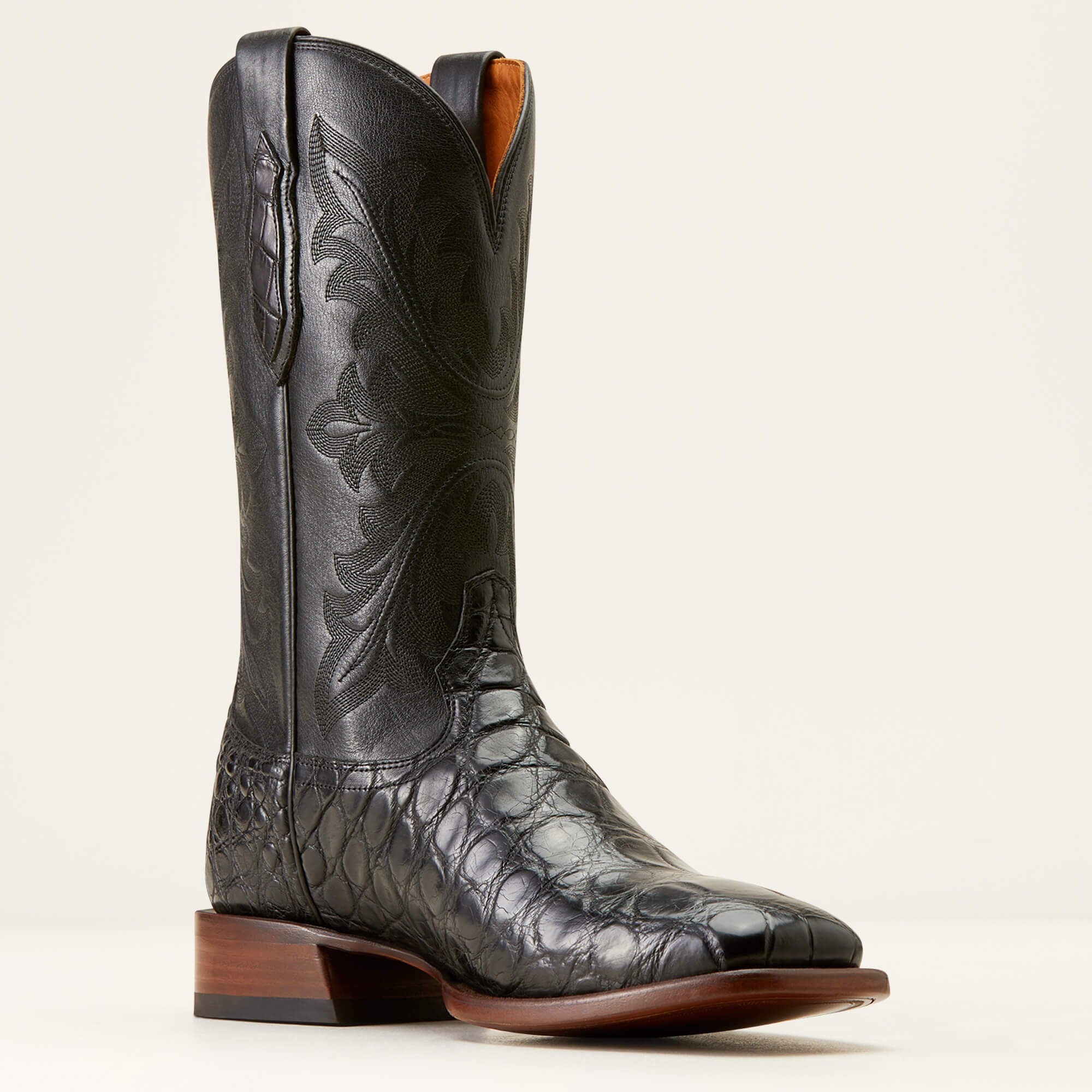 Bench Made Bassett Western Boot Men - BLACK AMERICAN ALLIGATOR