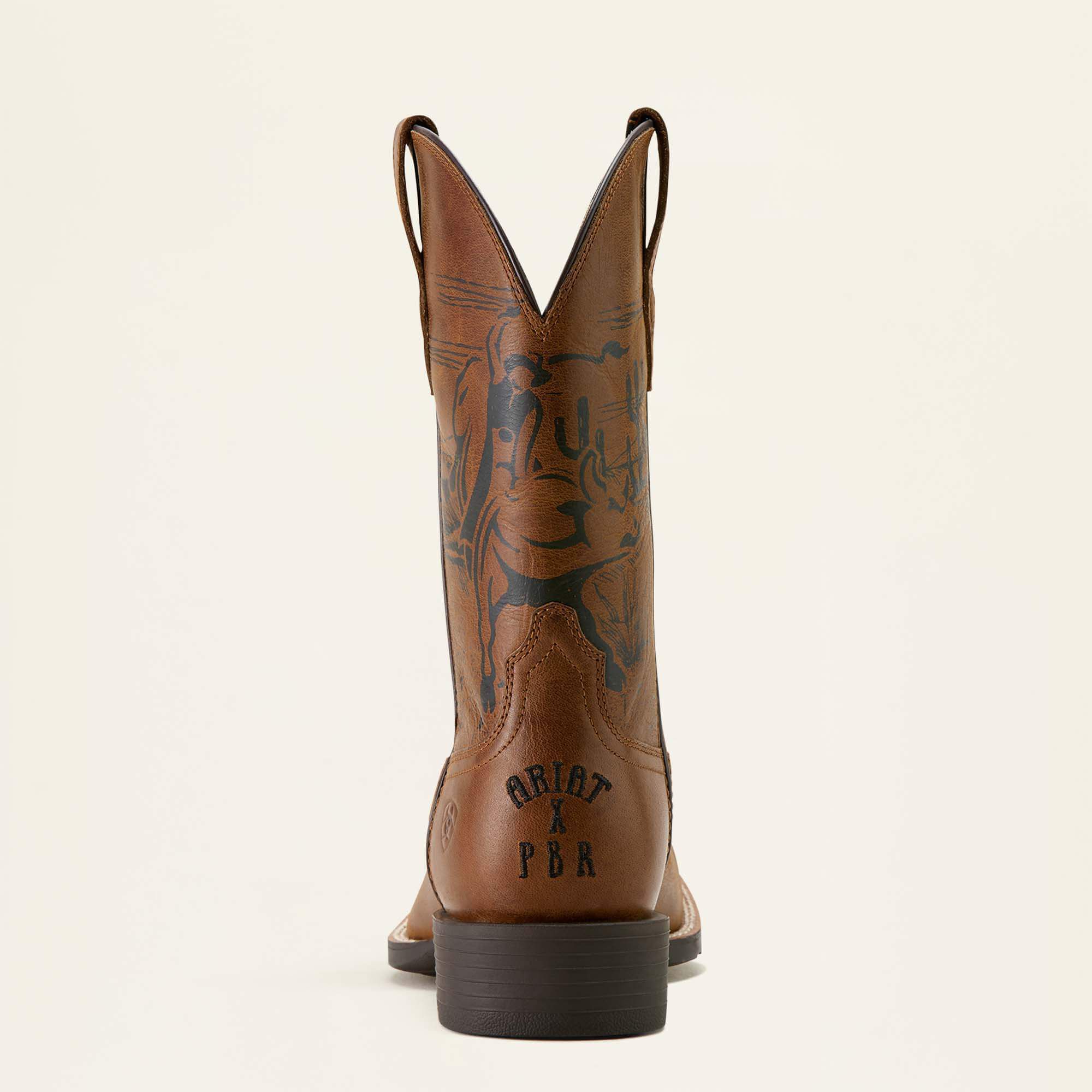 Sport PBR Wide Square Toe Cowboy Boot Men - DISTRESSED BROWN/90 POINT RIDE