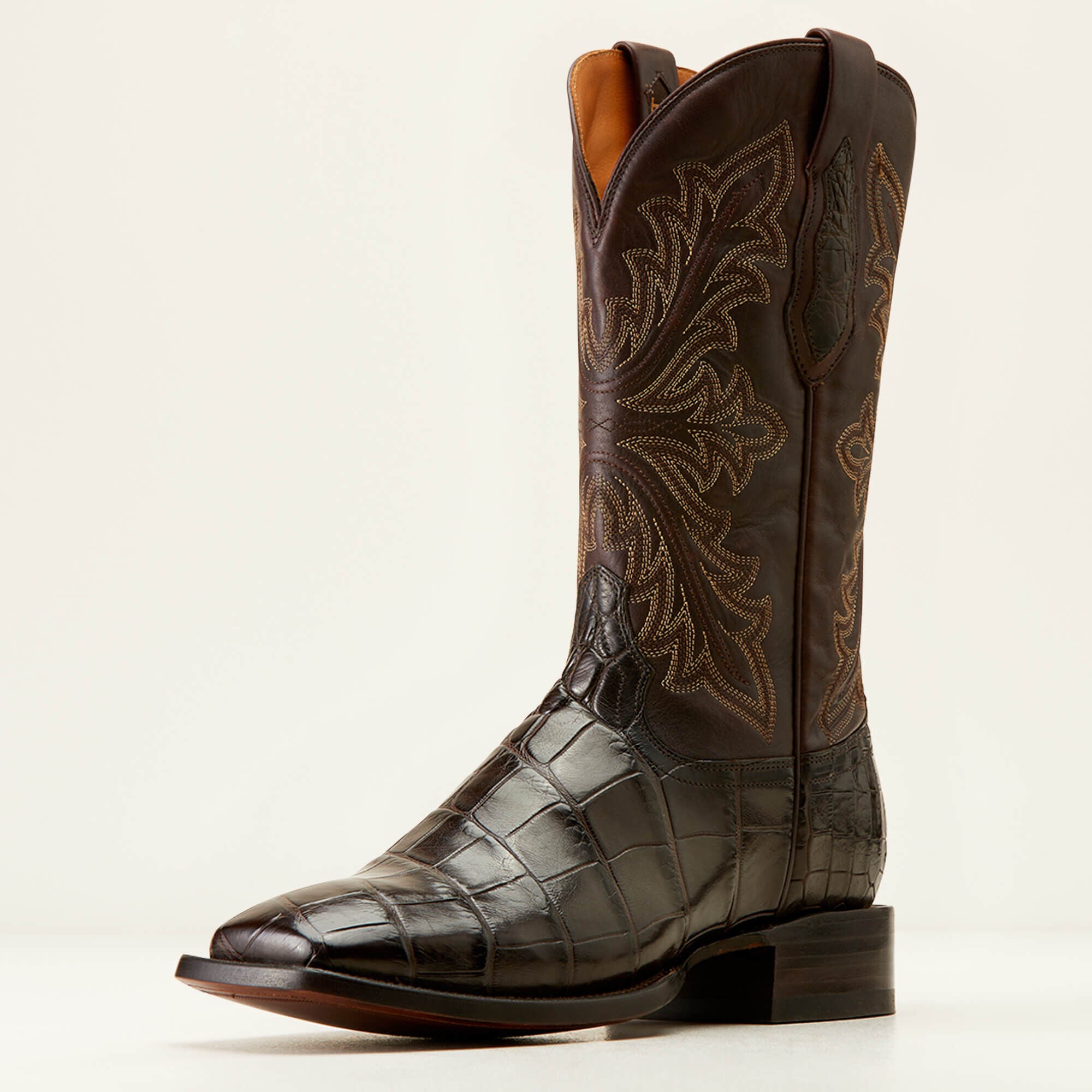 Bench Made Bassett Western Boot Men - HICKORY AMERICAN ALLIGATOR