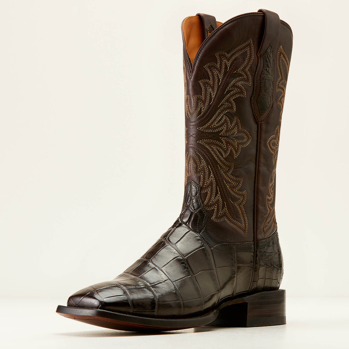 Bench Made Bassett Western Boot Men - HICKORY AMERICAN ALLIGATOR