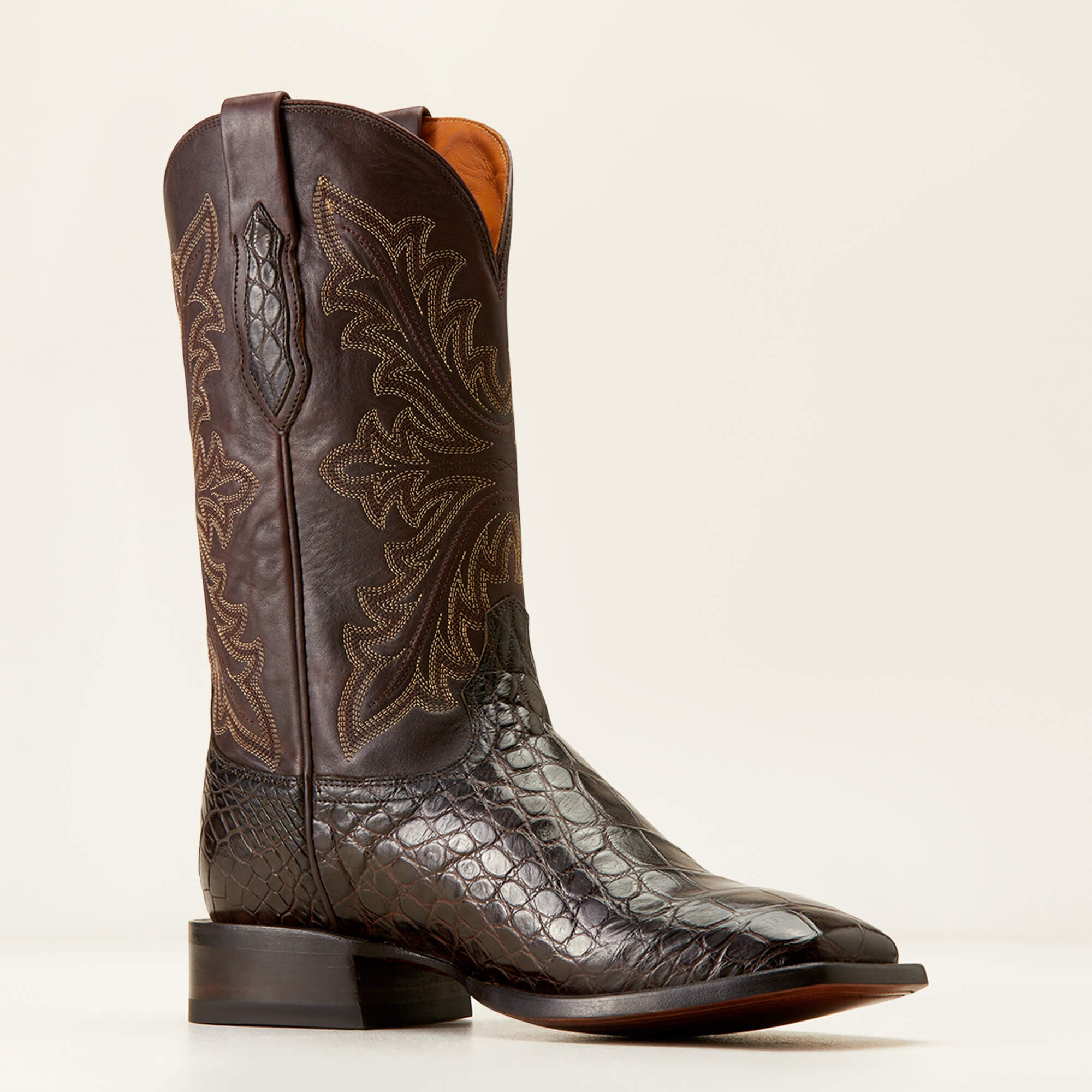 Bench Made Bassett Western Boot Men - HICKORY AMERICAN ALLIGATOR