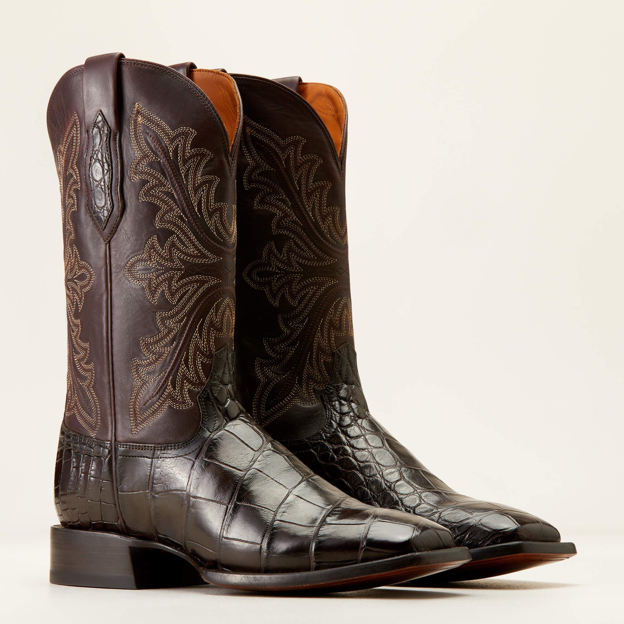 Bench Made Bassett Western Boot Men - HICKORY AMERICAN ALLIGATOR