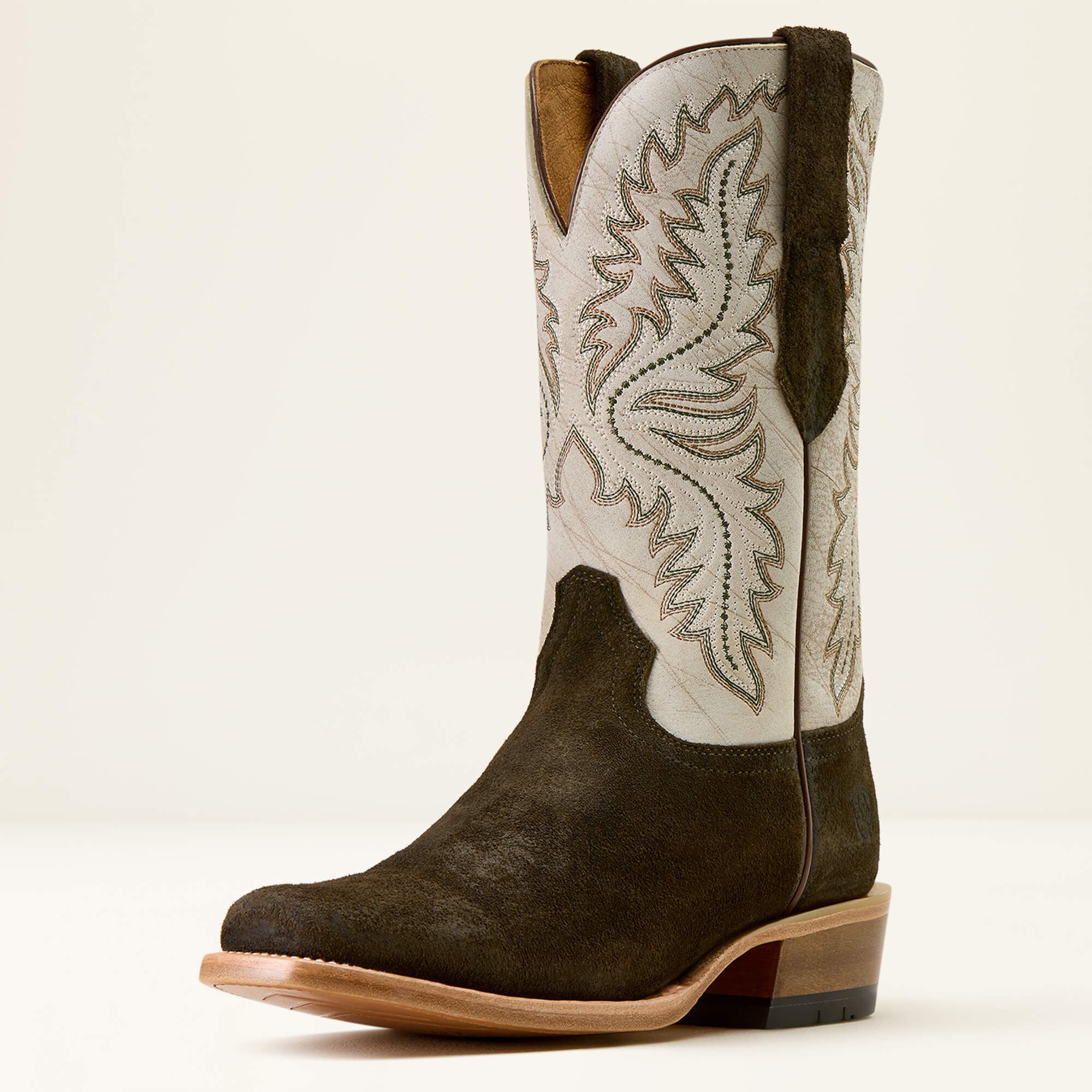 Futurity Deal Narrow Cutter Toe Cowboy Boot Men - MIDNIGHT OLIVE SUEDE/SHREDDED WHITE