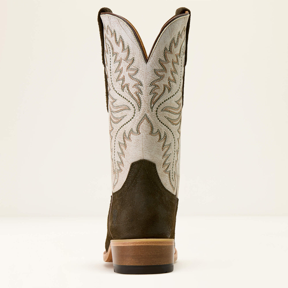 Futurity Deal Narrow Cutter Toe Cowboy Boot Men - MIDNIGHT OLIVE SUEDE/SHREDDED WHITE