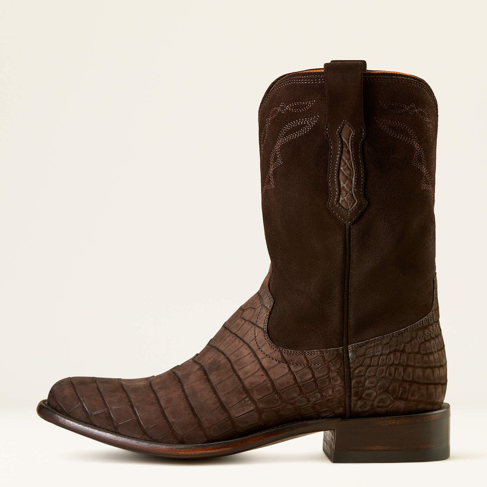 Bench Made Clanton Western Boot Men - MATTE CHOCOLATE NILE CROC/DARK CHOCOLATE