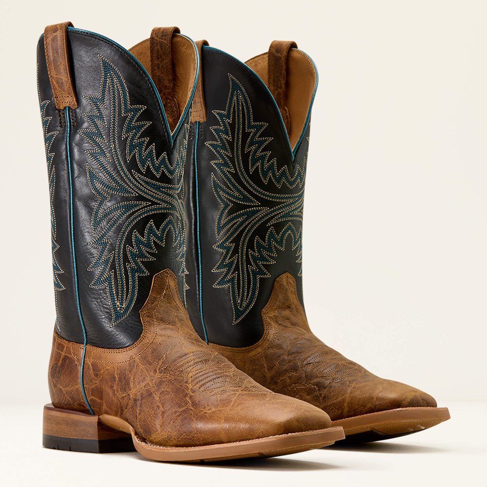 Cowhand Wide Square Toe Cowboy Boot Men - SMOKED TAN/TRUE BLACK