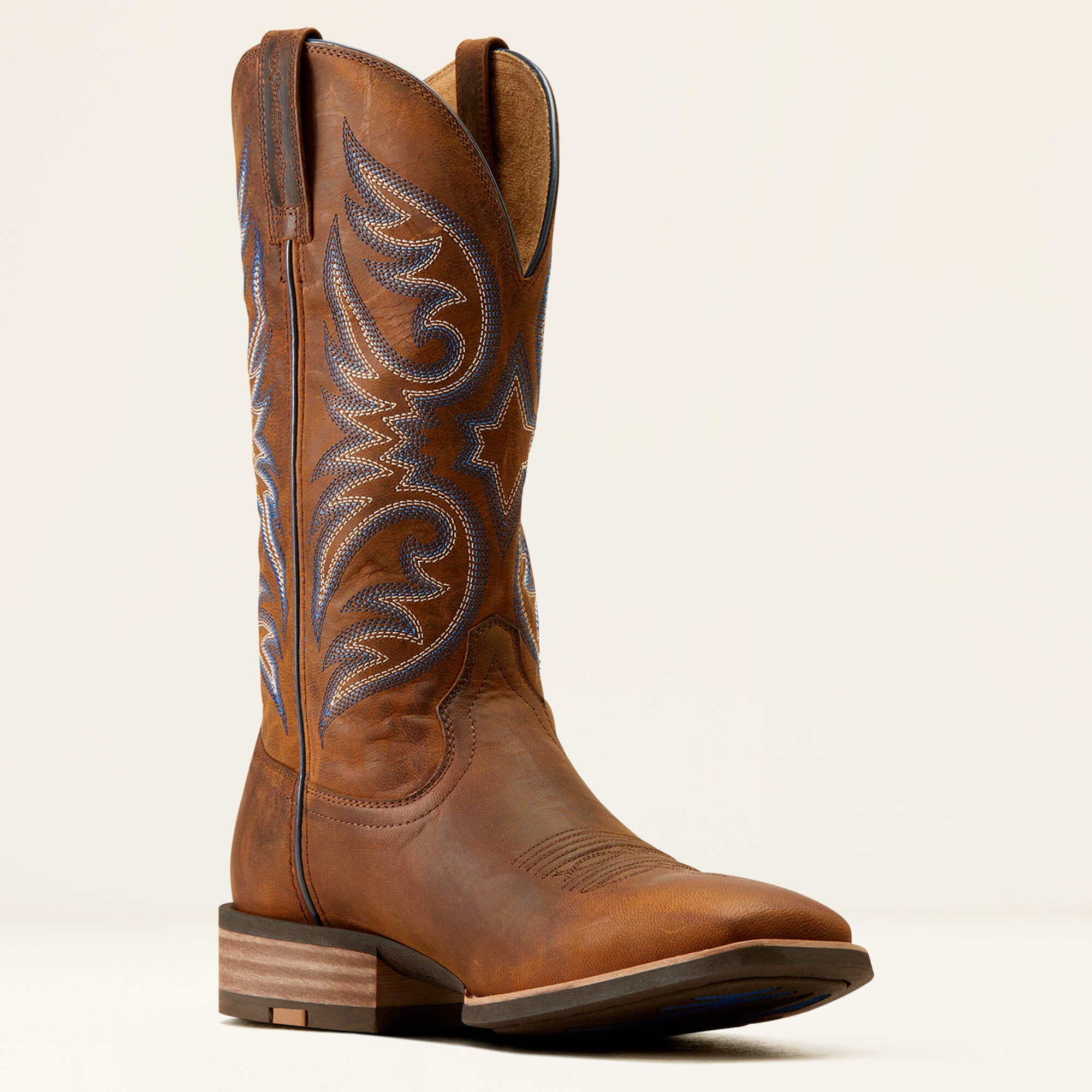 Ricochet Wide Square Toe Cowboy Boot Men - WEATHERED CHESTNUT