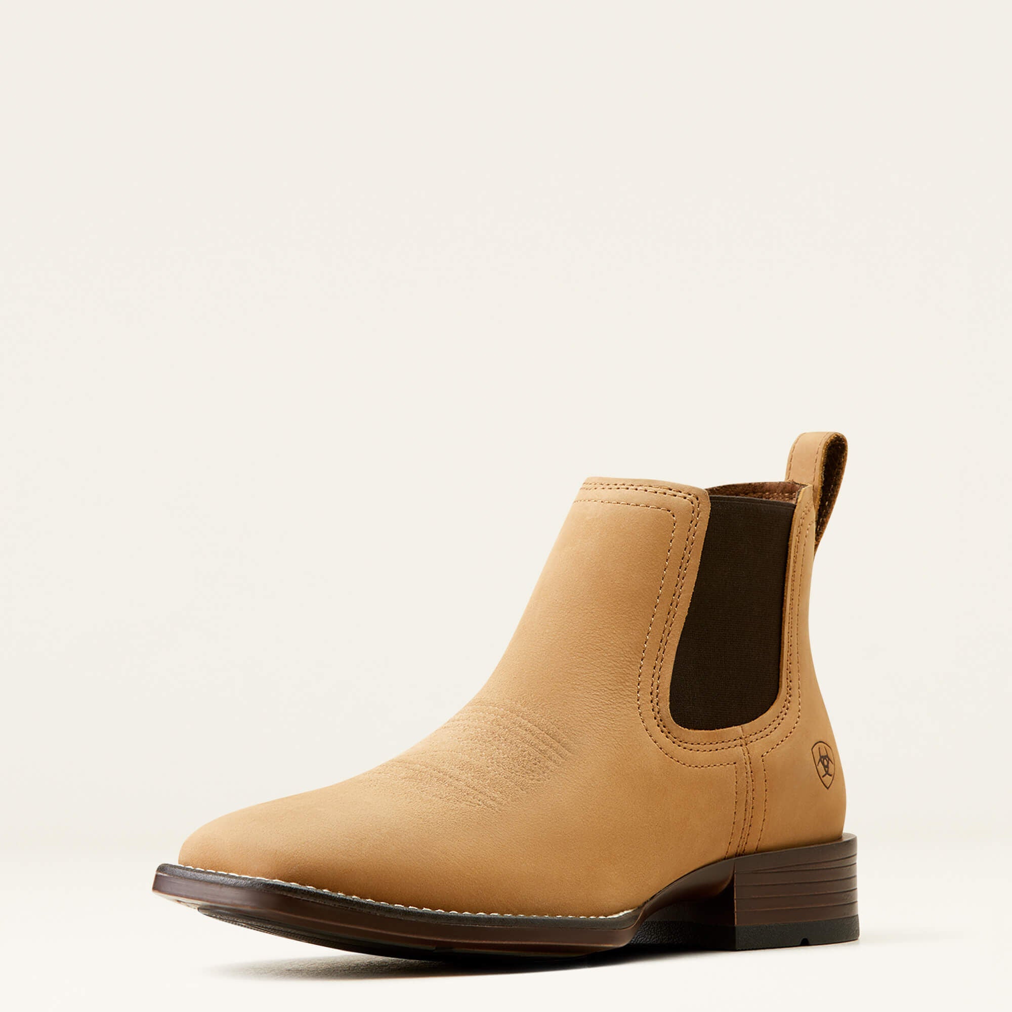 Booker Chelsea Wide Square Toe Western Boot Men - ALMOND BROWN