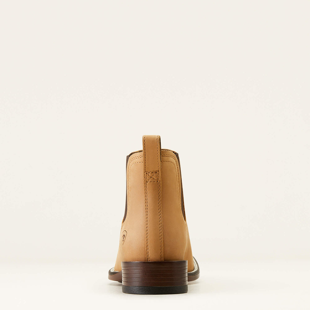 Booker Chelsea Wide Square Toe Western Boot Men - ALMOND BROWN