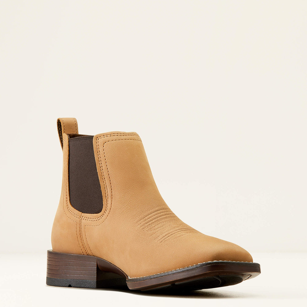 Booker Chelsea Wide Square Toe Western Boot Men - ALMOND BROWN