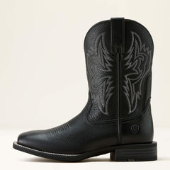 Western Big Rig Wide Square Toe Cowboy Boot Men - BLACK DEERTAN