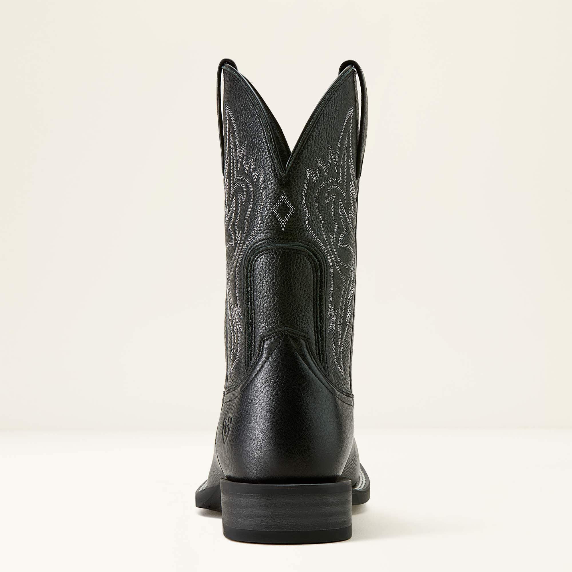 Western Big Rig Wide Square Toe Cowboy Boot Men - BLACK DEERTAN
