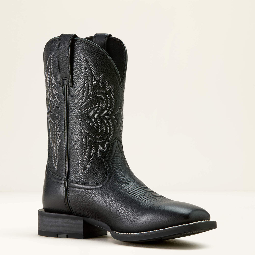 Western Big Rig Wide Square Toe Cowboy Boot Men - BLACK DEERTAN