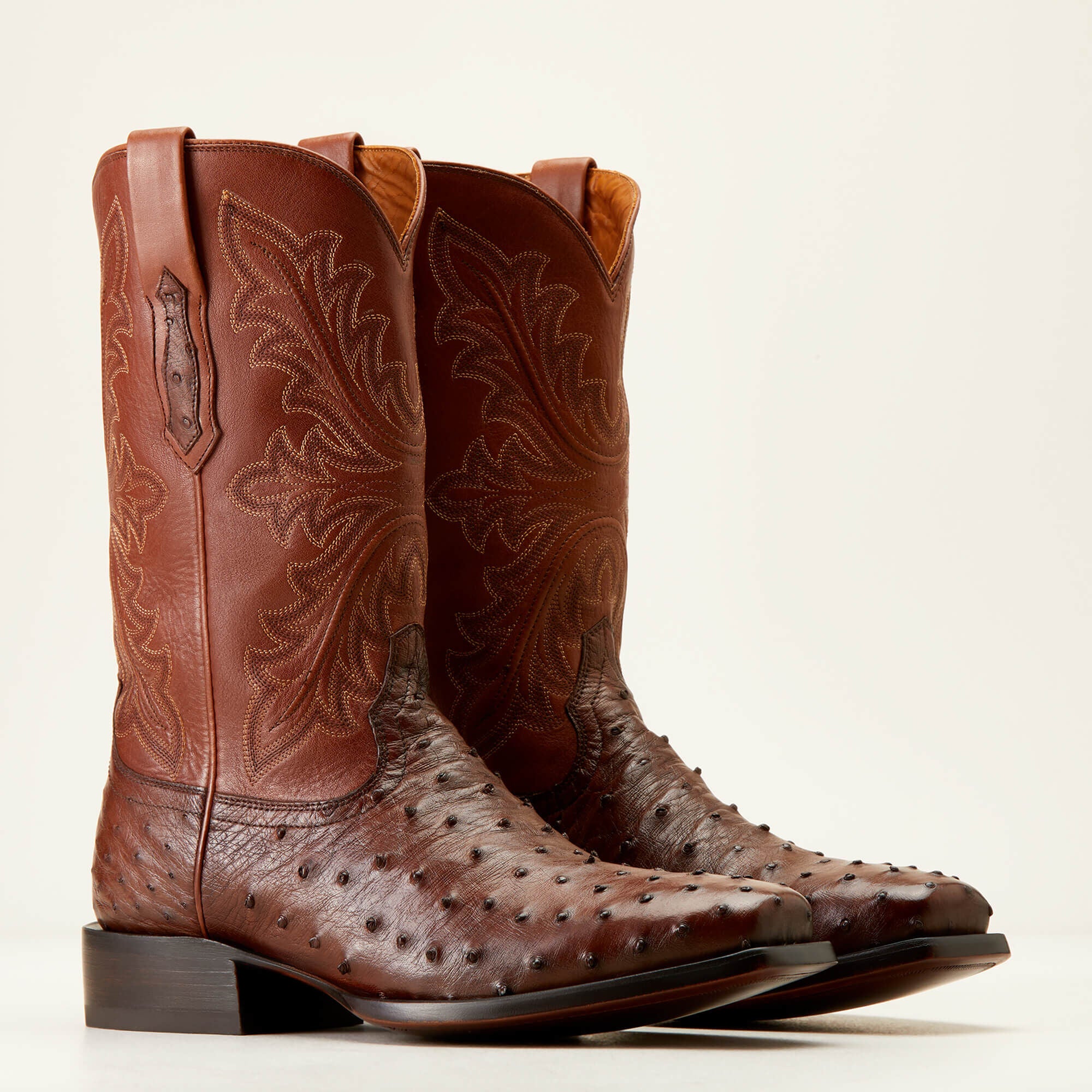 Bench Made Stilwell Western Boot Men - BOURBON FULL QUILL OSTRICH