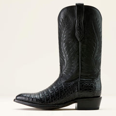 Bench Made Ketchum French Toe Western Boot Men - BLACK CAIMAN BELLY/MIDNIGHT BLACK