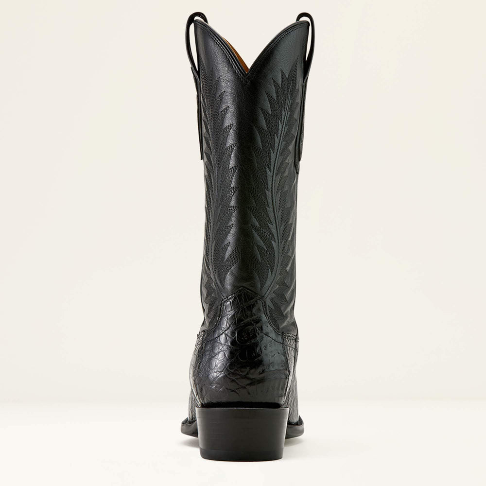 Bench Made Ketchum French Toe Western Boot Men - BLACK CAIMAN BELLY/MIDNIGHT BLACK