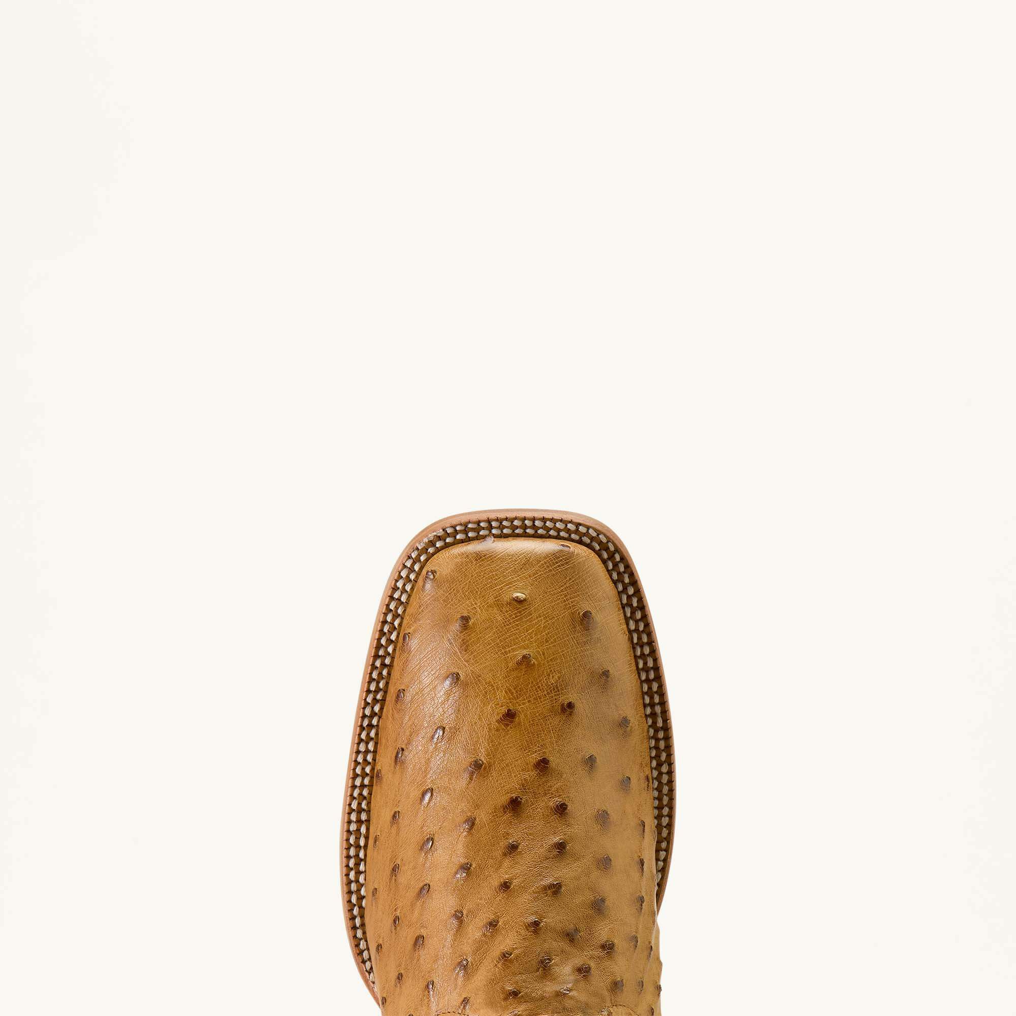 Classic Cash Wide Square Toe Western Boot Men - TAN FULL QUILL OSTRICH/HICKORY SMOKE
