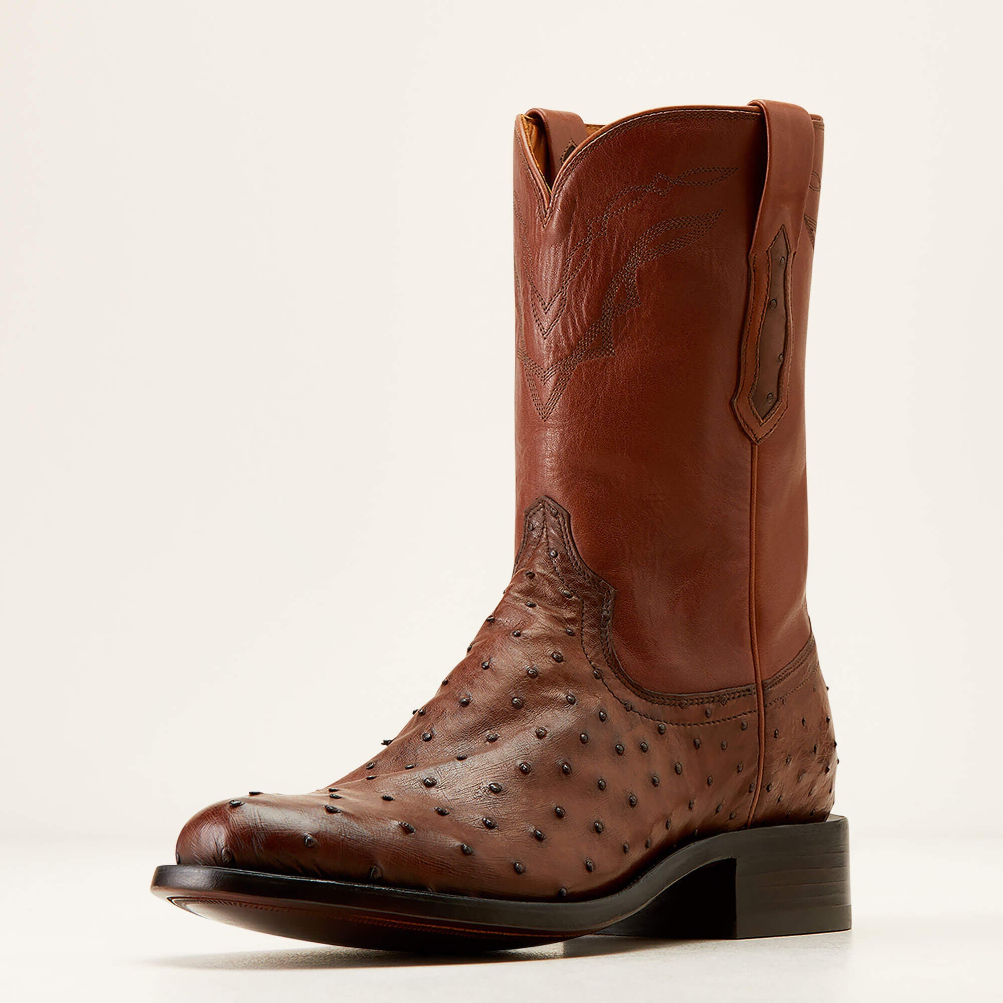 Bench Made Clanton Western Boot Men - BOURBON FULL QUILL OSTRICH