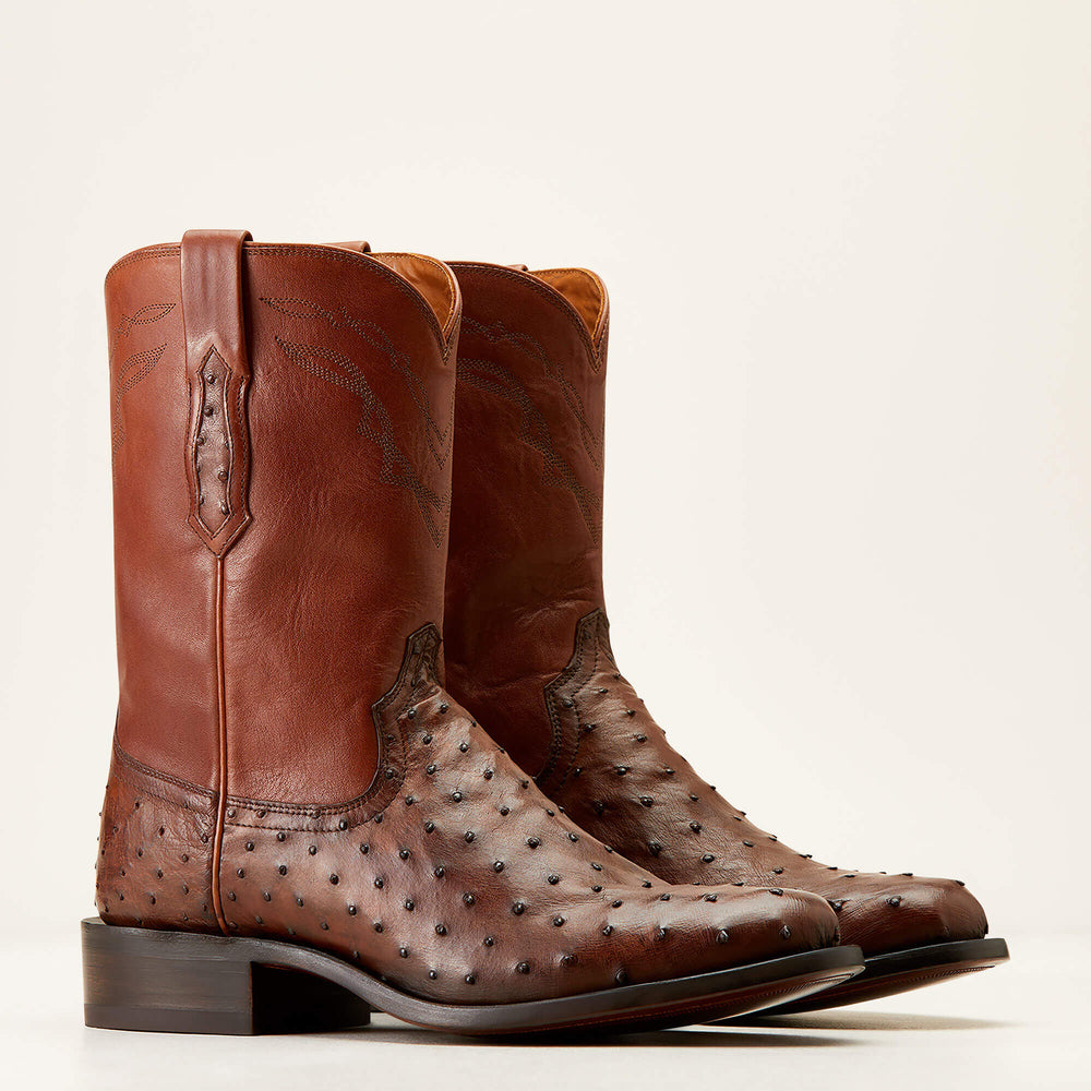 Bench Made Clanton Western Boot Men - BOURBON FULL QUILL OSTRICH