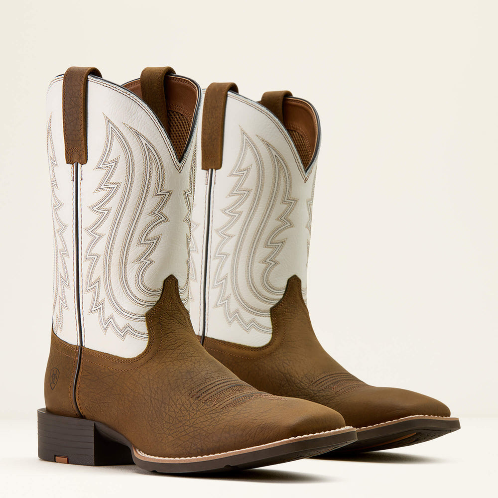 Sport Big Country Wide Square Toe Cowboy Boot Men - MUSTANG BROWN/SMOKEY CREAM