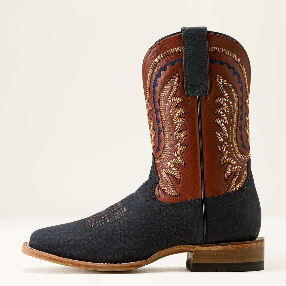 Rock Ridge Wide Square Toe Western Boot Men - NAVY BISON/GINGER SPICE