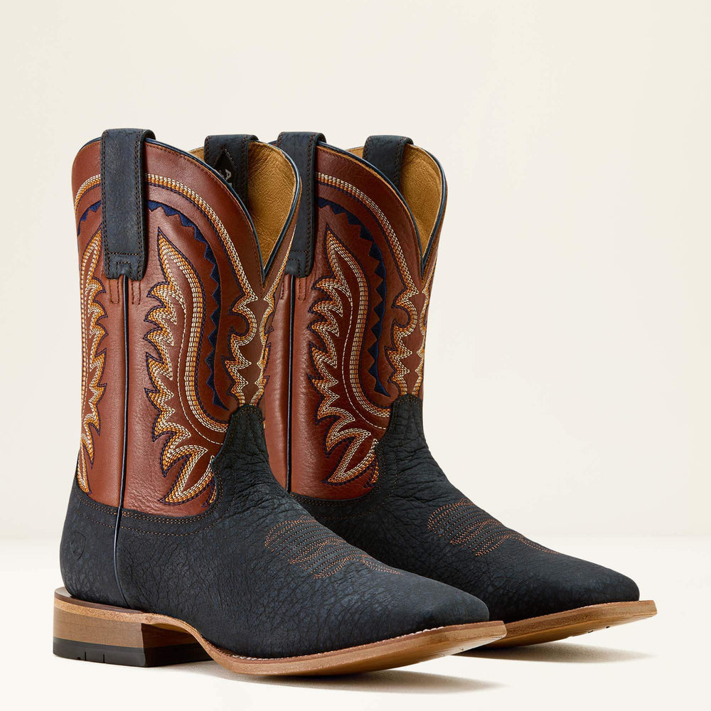Rock Ridge Wide Square Toe Western Boot Men - NAVY BISON/GINGER SPICE