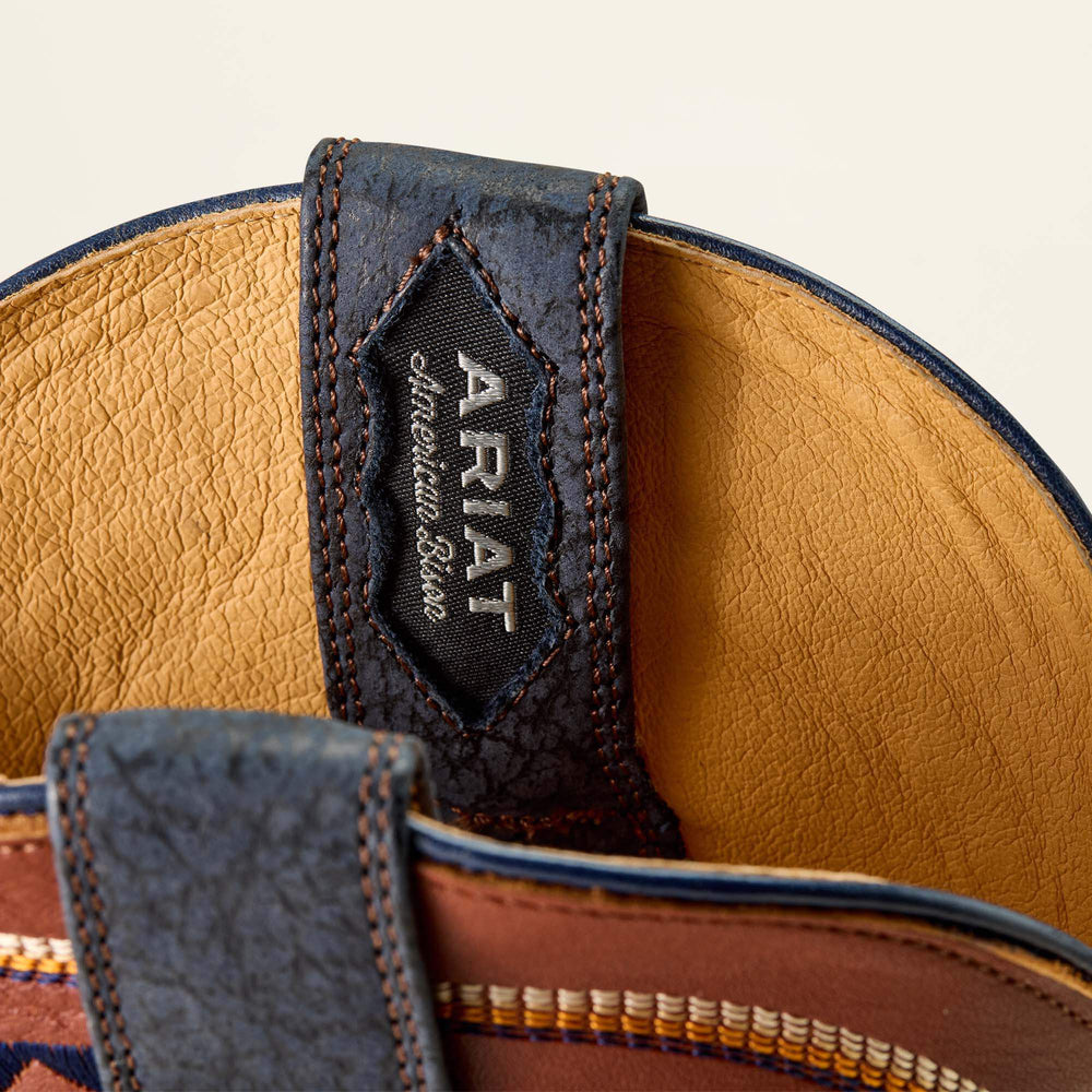 Rock Ridge Wide Square Toe Western Boot Men - NAVY BISON/GINGER SPICE