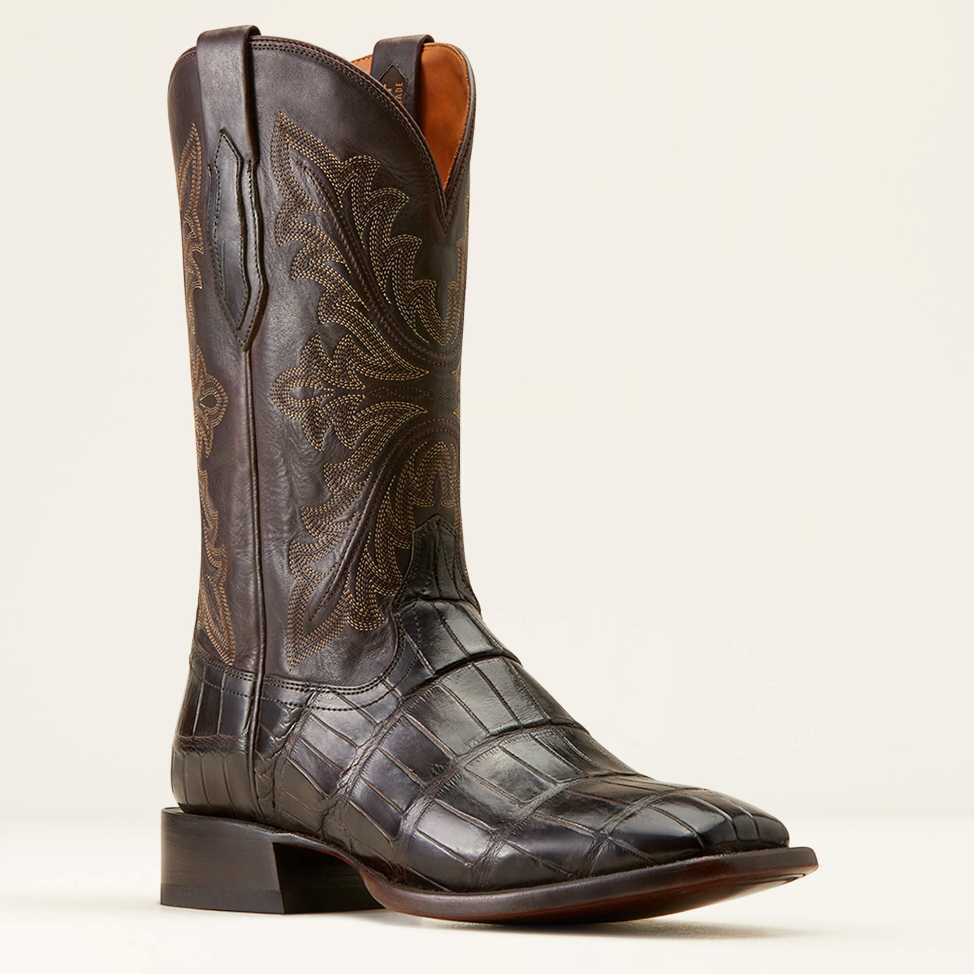 Bench Made Bassett Western Boot Men - HICKORY AMERICAN ALLIGATOR TAIL