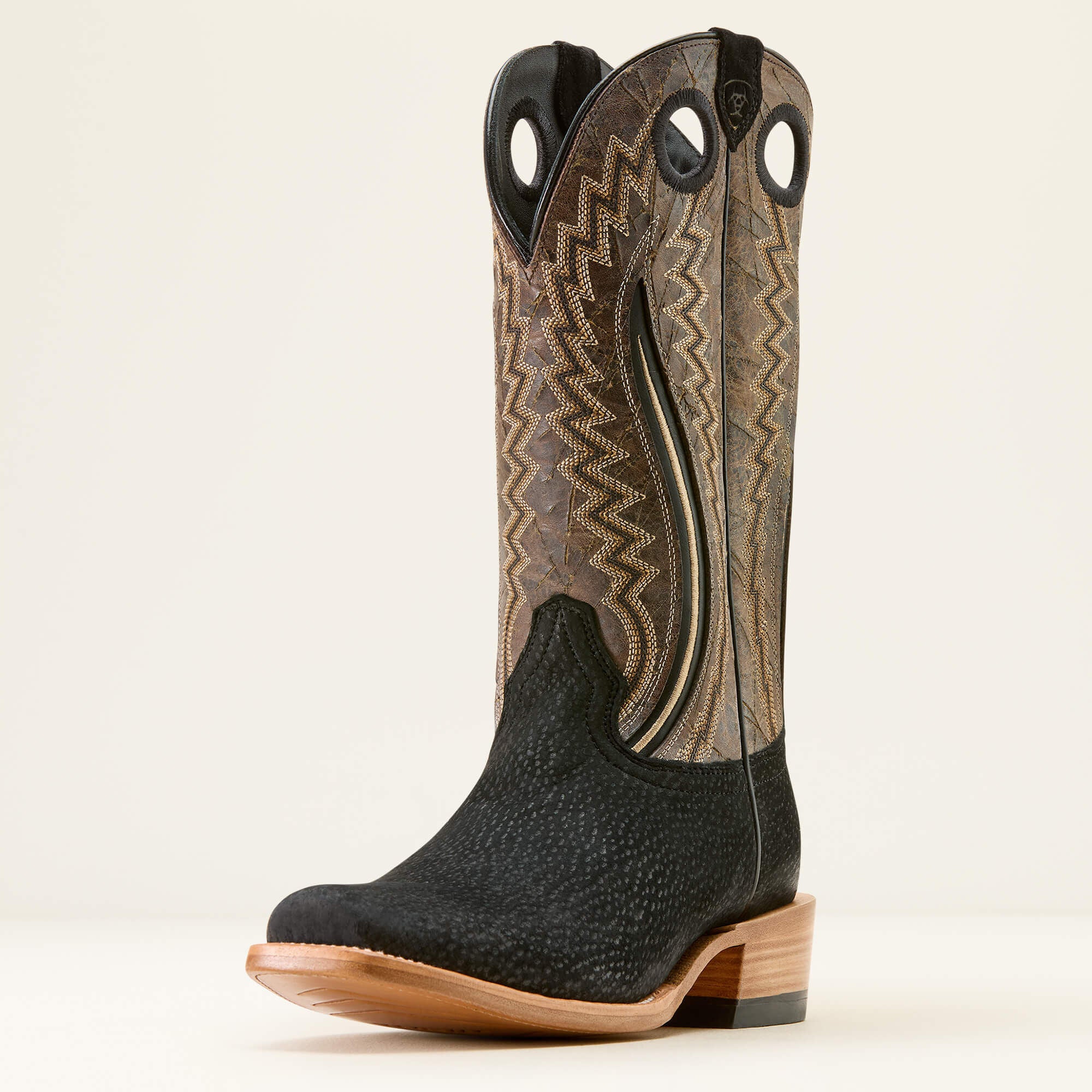 Futurity Dualin Narrow Cutter Toe Cowboy Boot Men - BLACK CARPINCHO/DARK STONE