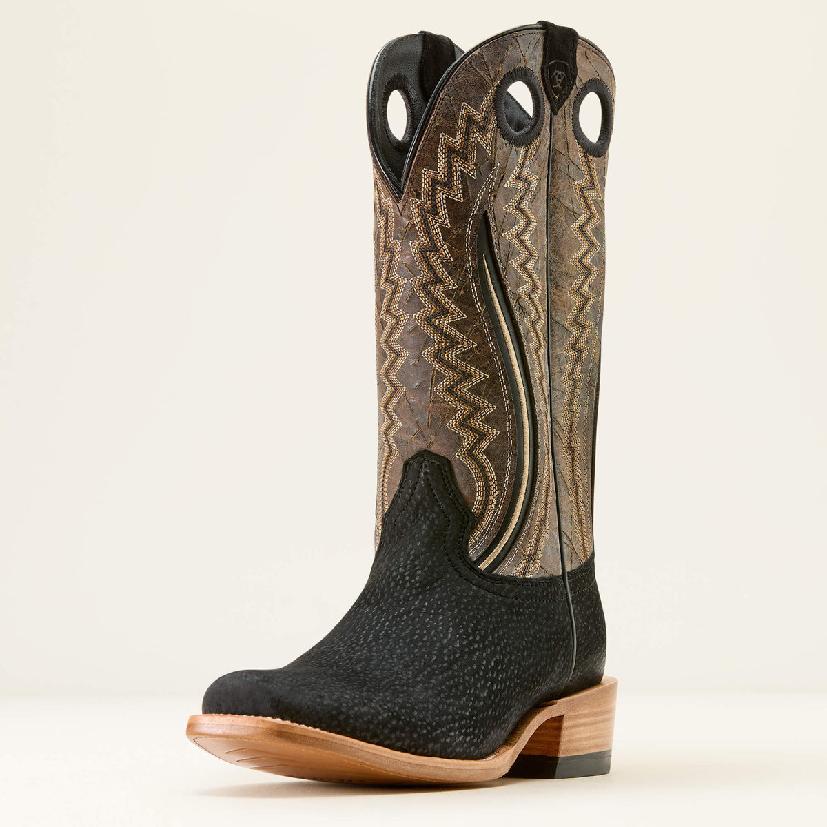 Futurity Dualin Narrow Cutter Toe Cowboy Boot Men - BLACK CARPINCHO/DARK STONE