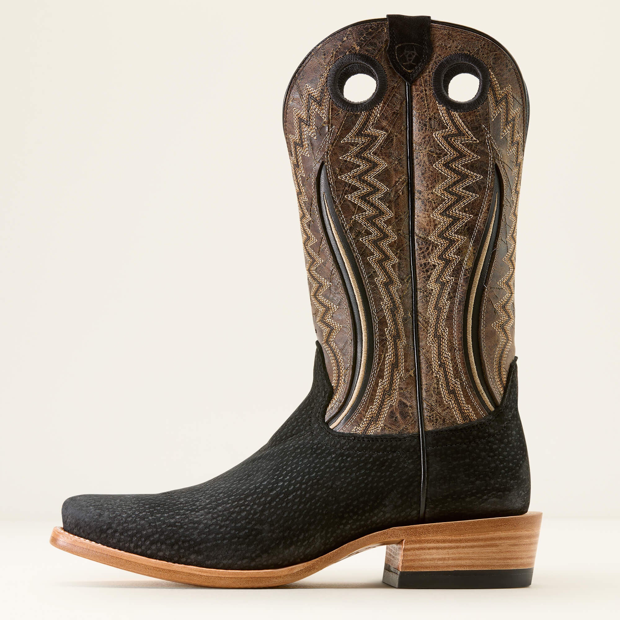 Futurity Dualin Narrow Cutter Toe Cowboy Boot Men - BLACK CARPINCHO/DARK STONE