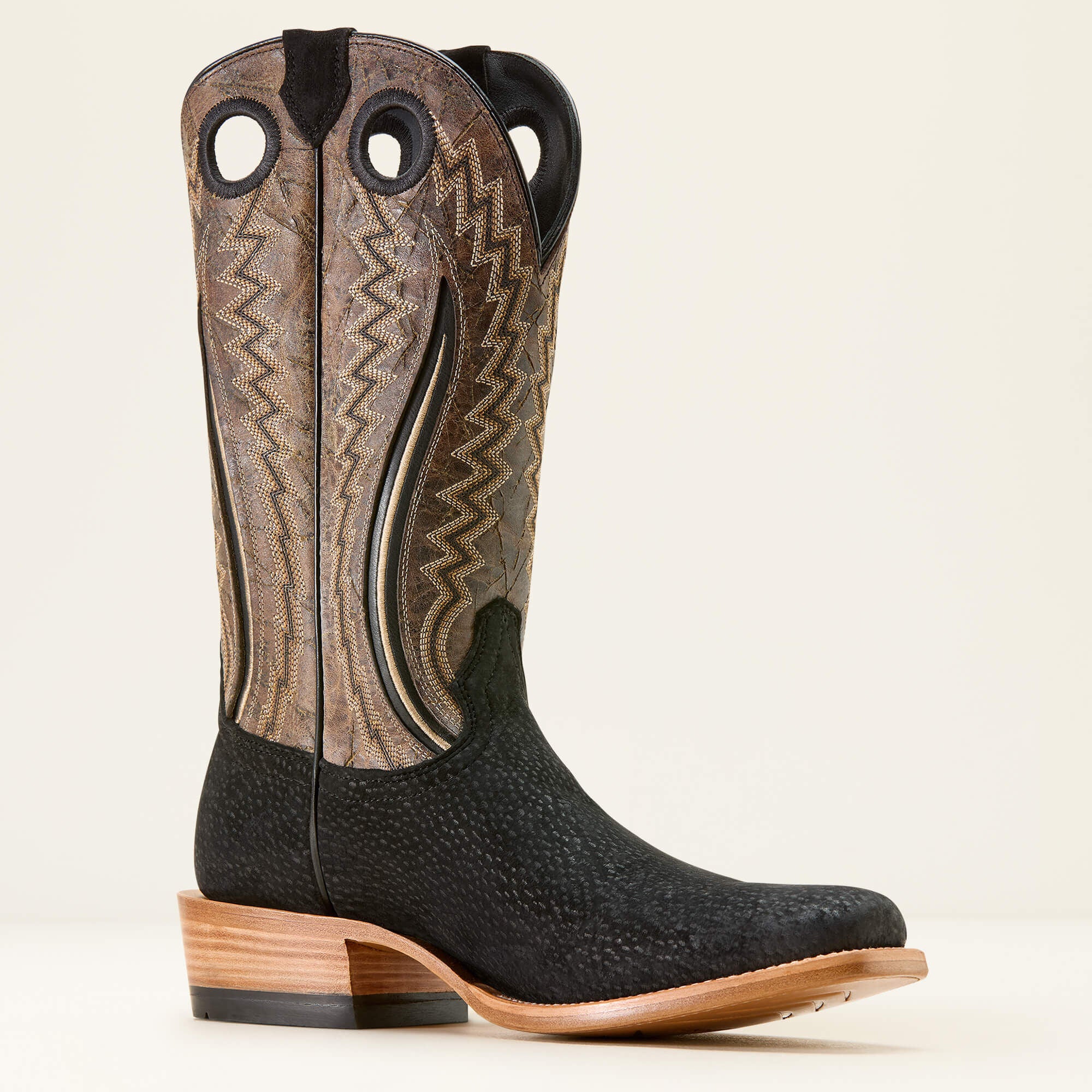 Futurity Dualin Narrow Cutter Toe Cowboy Boot Men - BLACK CARPINCHO/DARK STONE
