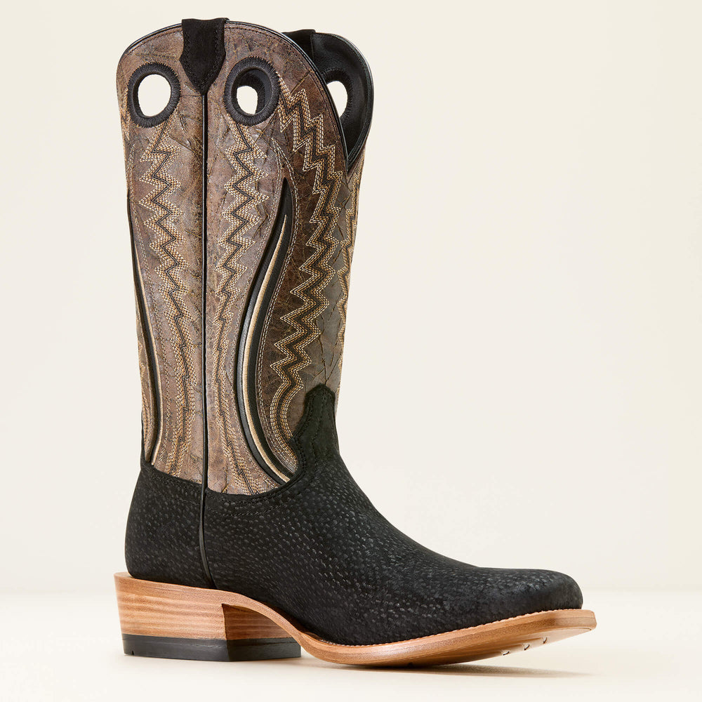 Futurity Dualin Narrow Cutter Toe Cowboy Boot Men - BLACK CARPINCHO/DARK STONE