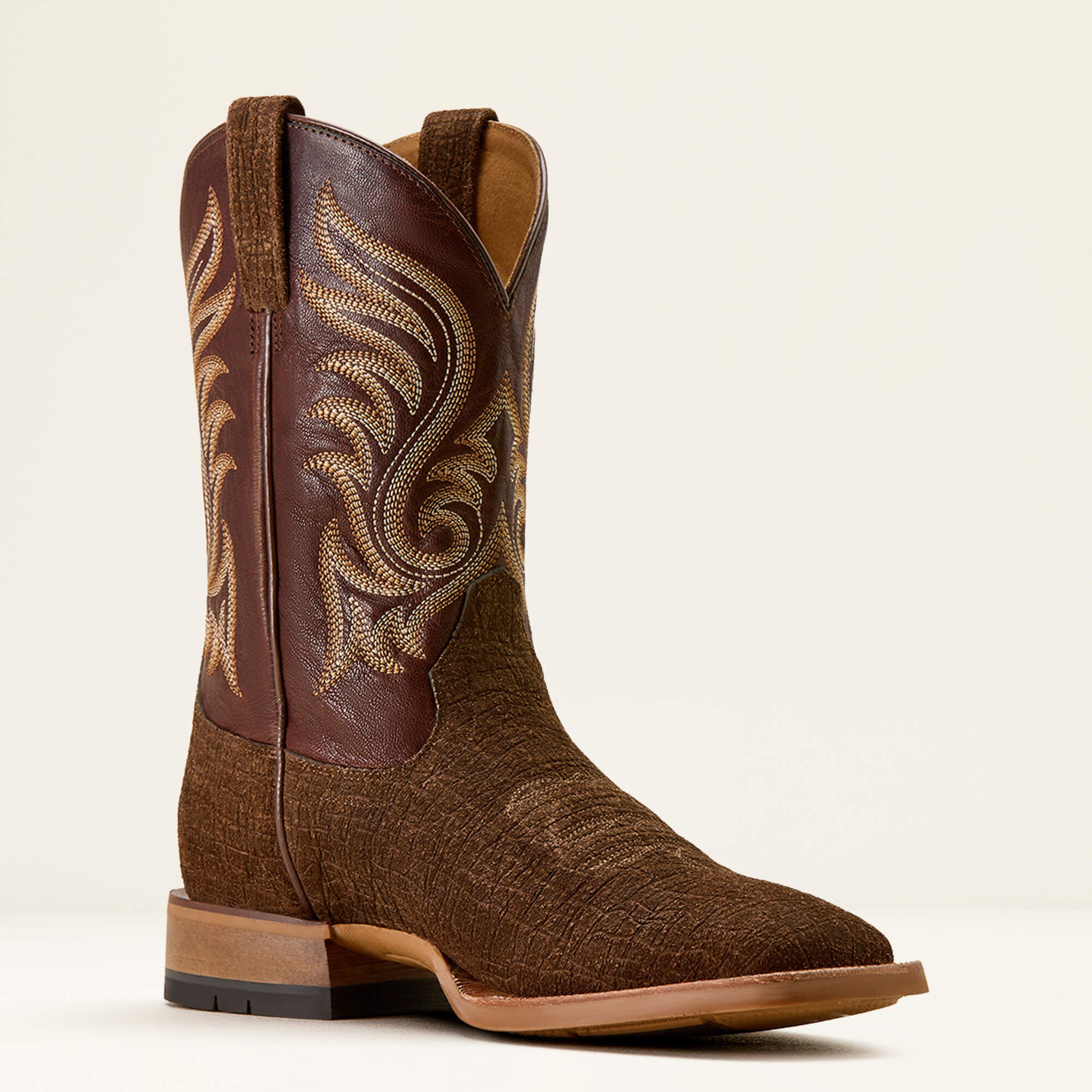 Cattle Call Wide Square Toe Cowboy Boot Men - ANTIQUE TAN HIPPO PRINT/HICKORY SMOKE