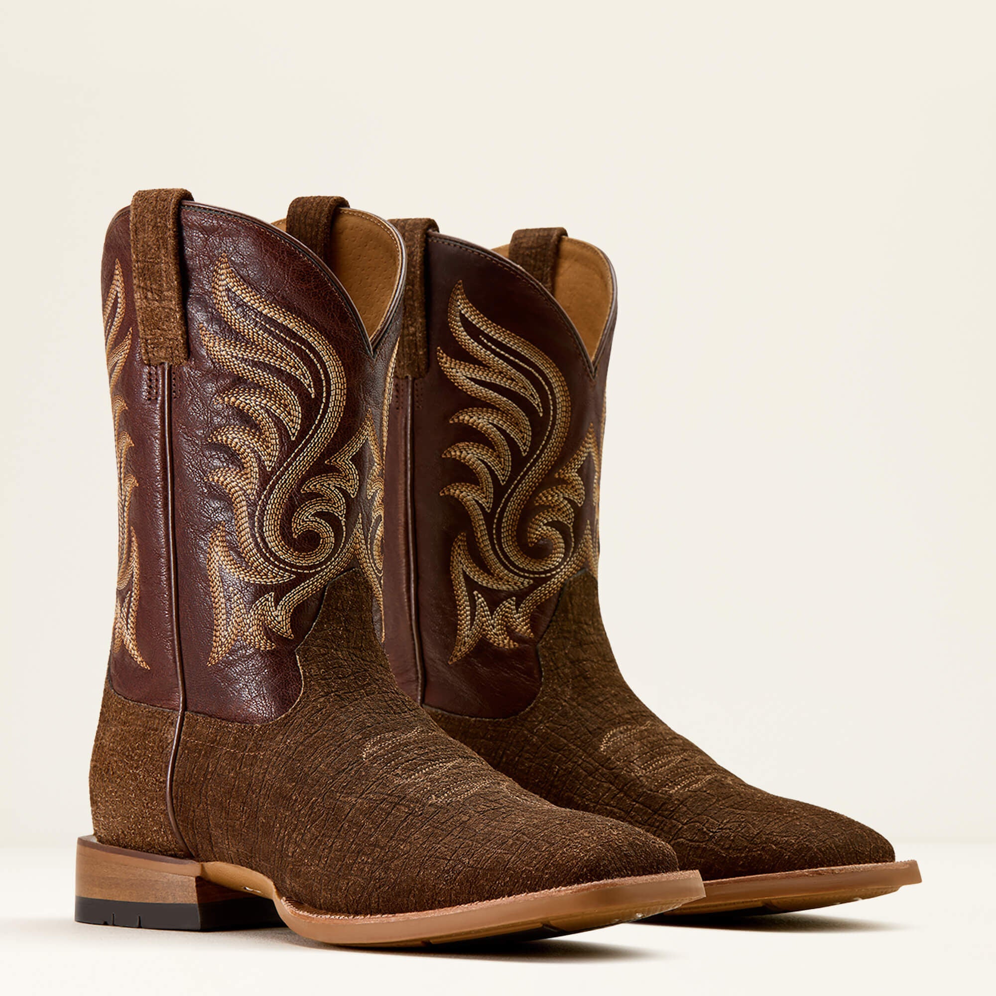 Cattle Call Wide Square Toe Cowboy Boot Men - ANTIQUE TAN HIPPO PRINT/HICKORY SMOKE