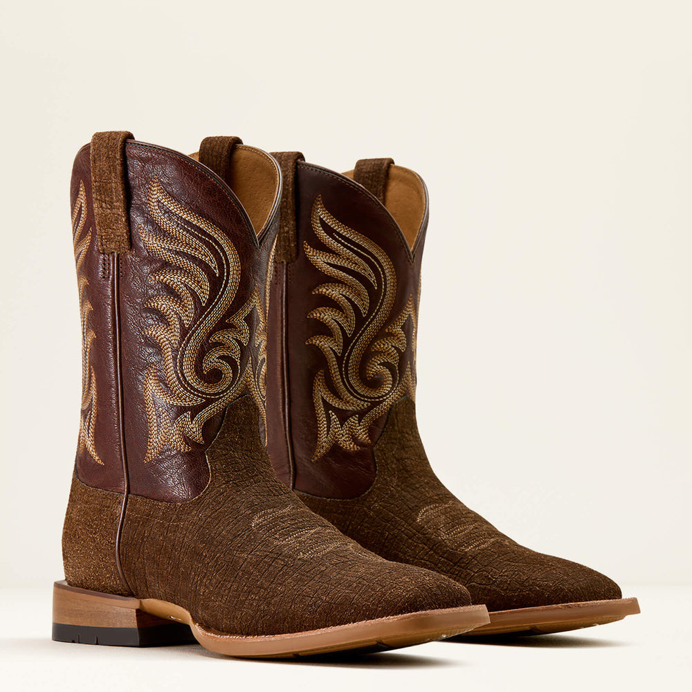 Cattle Call Wide Square Toe Cowboy Boot Men - ANTIQUE TAN HIPPO PRINT/HICKORY SMOKE