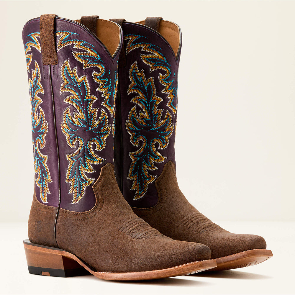 Futurity Champ Cowboy Boot Men - DIJON ROUGHOUT/ROYAL PURPLE