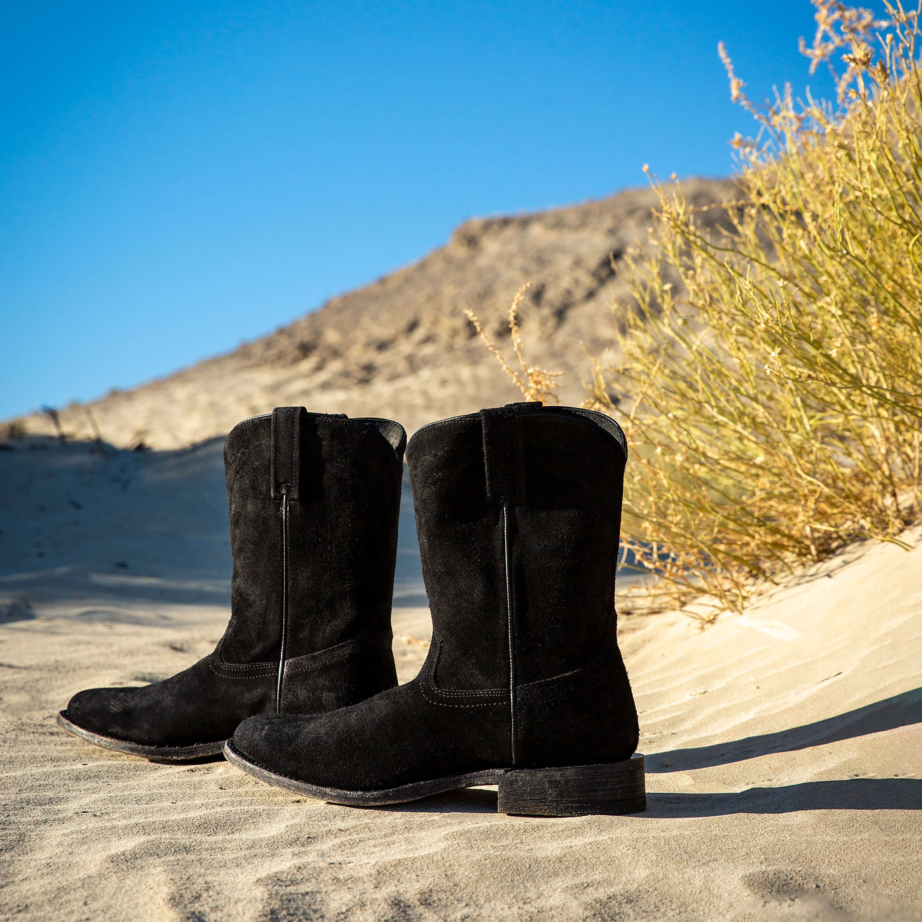 Downtown Western Boot Men - STONEWASHED BLACK SUEDE