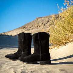 Downtown Western Boot Men - STONEWASHED BLACK SUEDE
