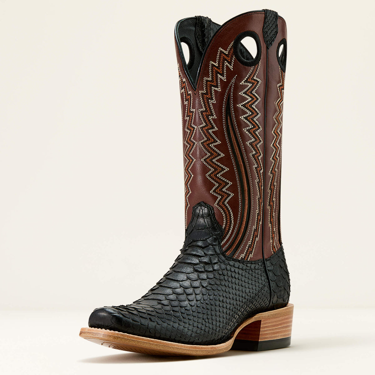 Futurity Streak Cowboy Boot Men - MATTE BLACK PYTHON/AUTHENTIC BROWN
