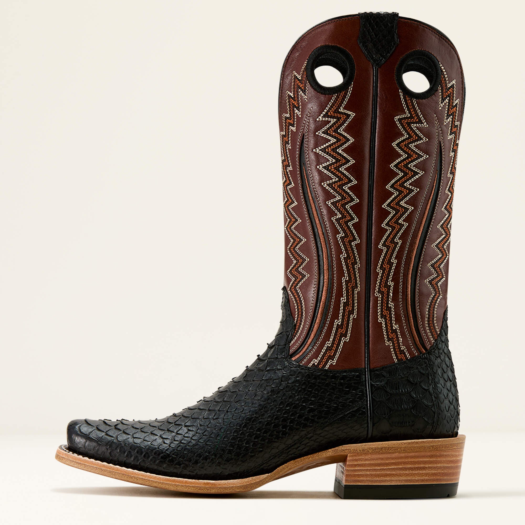 Futurity Streak Cowboy Boot Men - MATTE BLACK PYTHON/AUTHENTIC BROWN